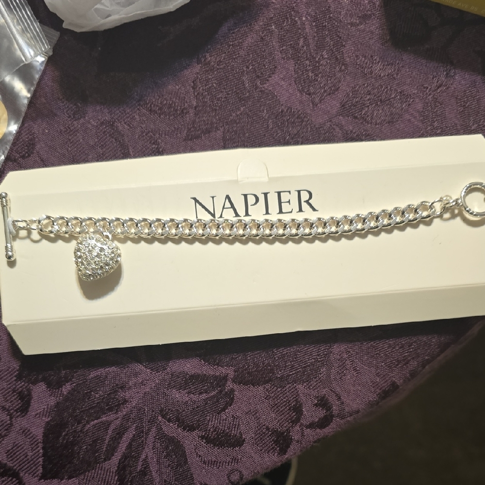 Napier Silver Bracelet with Heart Charm